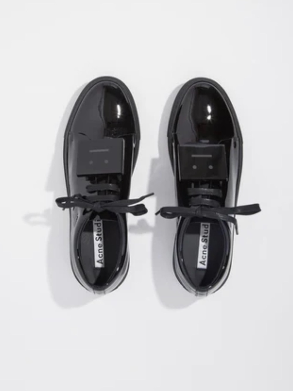 ACNE STUDIOS Black Patent Leather Sneakers, Sz 7.5 - Picture 2 of 11